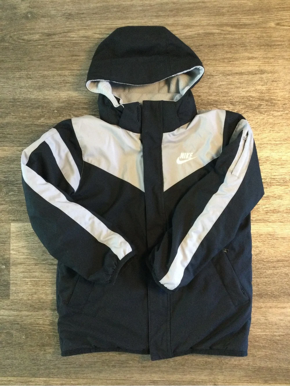 Youth Nike Black and gray reversible Hooded Sports Jacket